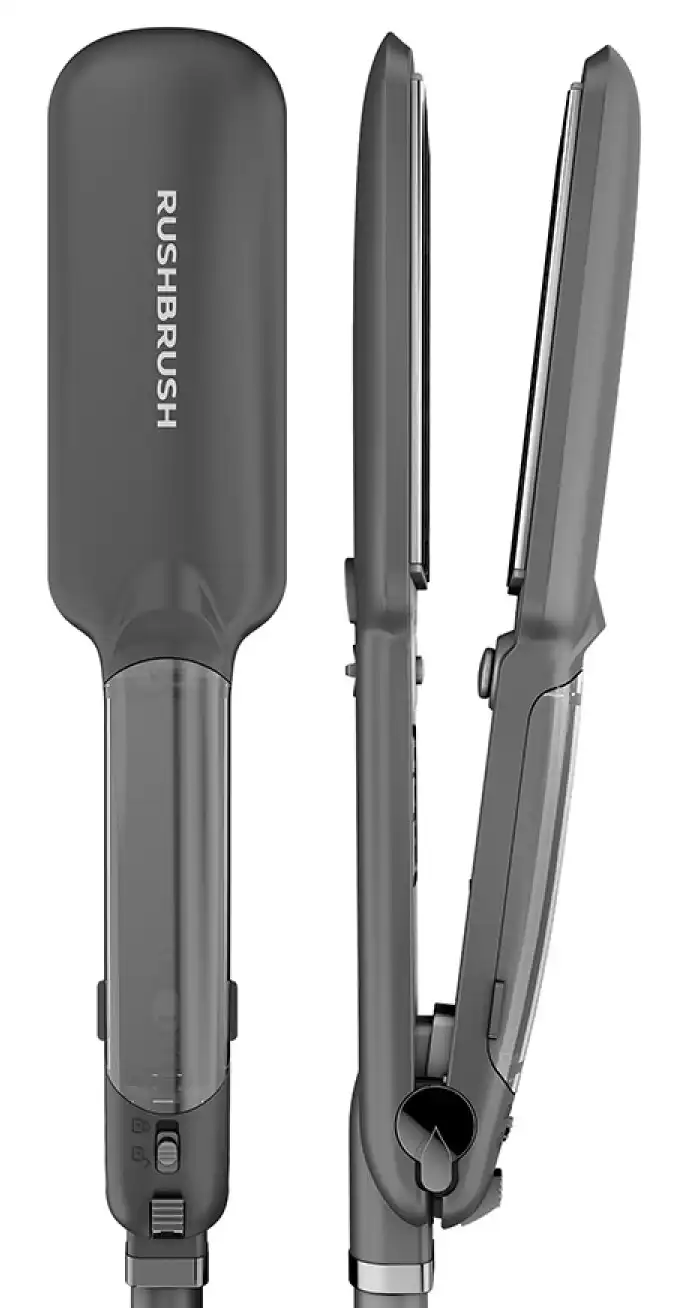 Rush Brush Hair Straightener, Tourmaline Ceramic Plates, Steam Technology, Gray, X6