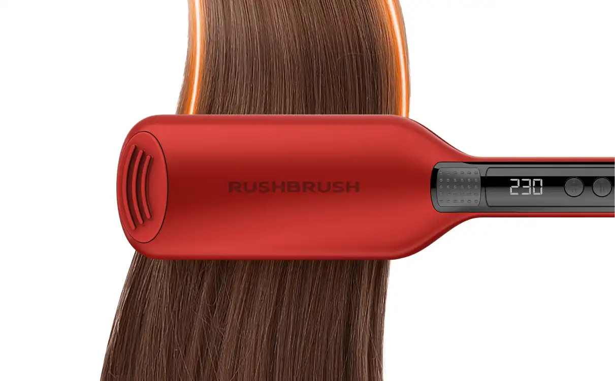 Rush Brush Hair Straightener, Wide Ceramic Plates, 230°C, Red, X1 WIDE