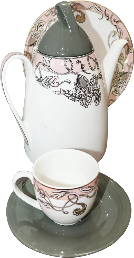 طقم صيني ميكس أند ماتش، فلبيني، 66 قطعة، C107،  زيتوني × أبيض