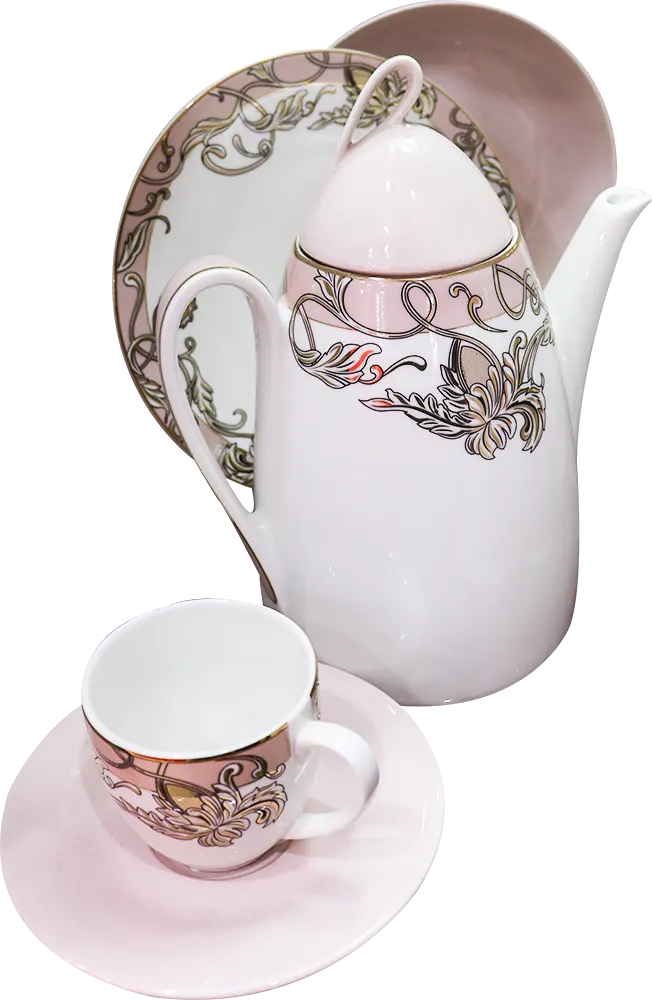 طقم صيني ميكس أند ماتش، فلبيني، 66 قطعة، C111 ،  بينك × أبيض