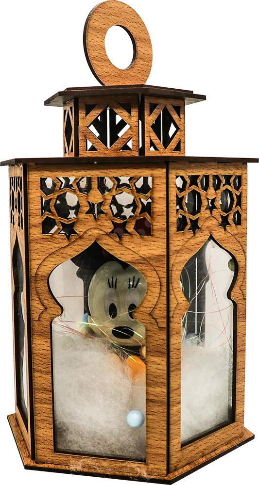 فانوس ميكي ماوس، خشب أرابيسك، بني