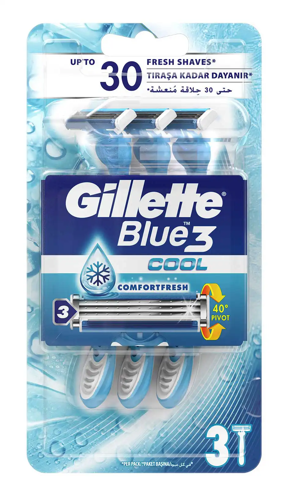 Gillette blue 3 cool Razors, 3 Razors, Blue