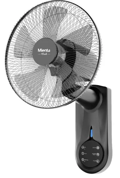 Mienta Wall Fan, 18 Inch, Remote Control, Black, WF50238A