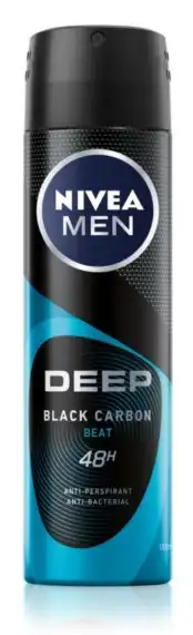 Nivea Men Deep Carbon Beat Deodorant, Spray, 150 ml