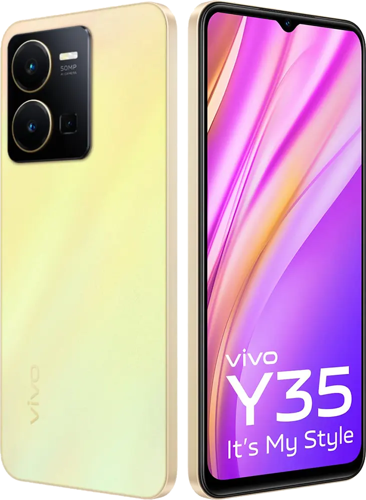 VIVO Y35 Dual SIM, 128GB Memory, 8GB RAM, 4G LTE, Dawn Gold