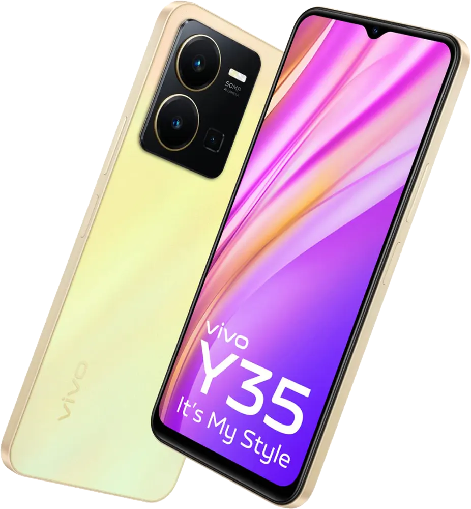 VIVO Y35 Dual SIM, 128GB Memory, 8GB RAM, 4G LTE, Dawn Gold