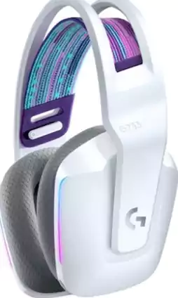 سماعة  رأس للألعاب لوجيتيك G733 لا سلكية، LightSpeed Wireless RGB، أبيض