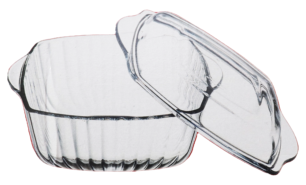 طاجن بيركس مربع بوركام بالغطاء، شفاف