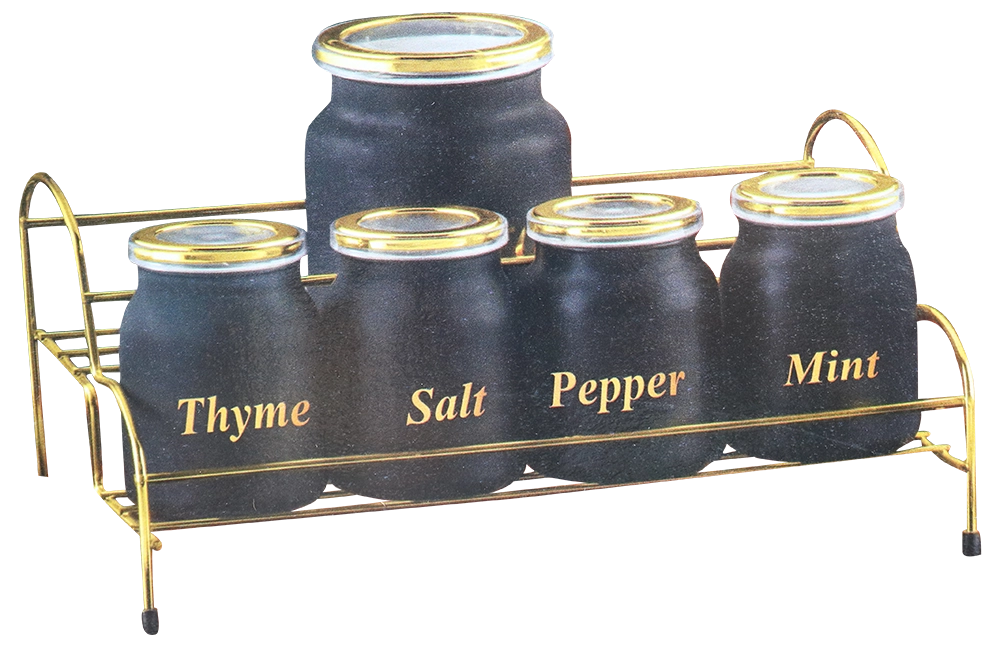 طقم توابل مكون من 5 قطع ، أسود x ذهبي ، IHR-4