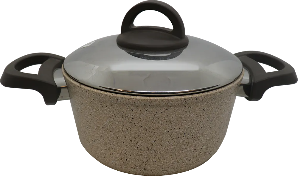 Aboud Granite Pot from Cookin Aboud with Stainless Steel Lid, Size 18, Beige