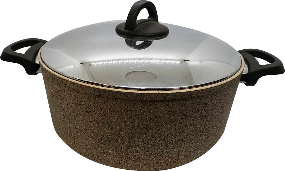 Aboud Granite Pot from Cookin Aboud with Stainless Steel Lid, Size 28, Brown