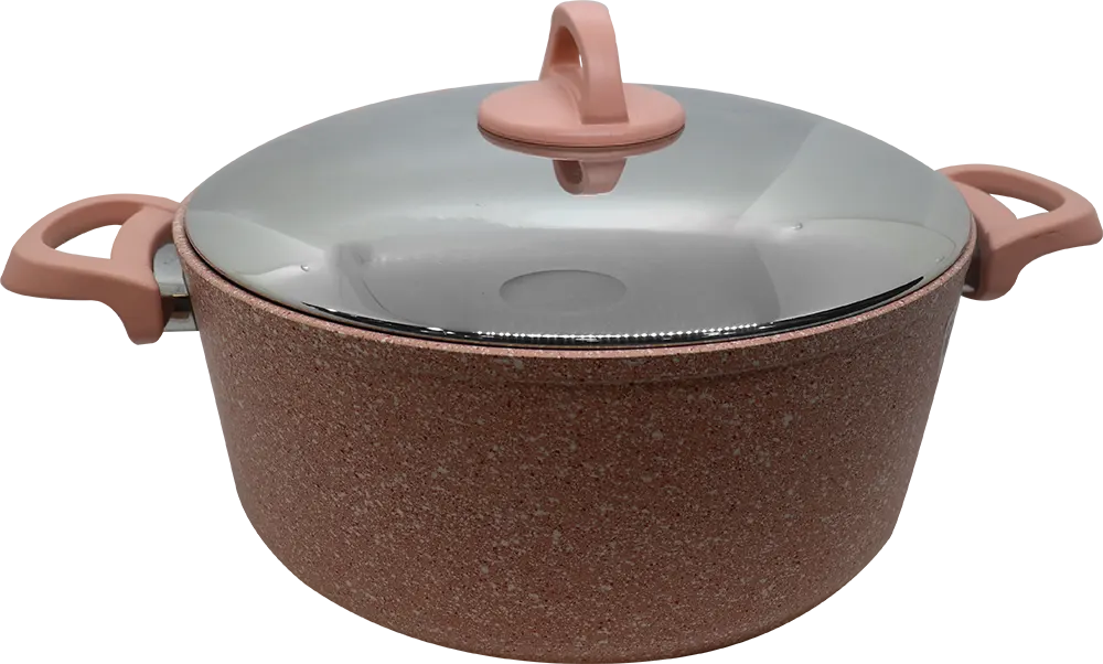 حلة طهي جرانيت كوكين من عبود بغطاء استانلس، مقاس 28 ،بينك