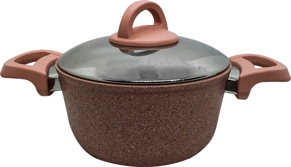 Aboud Granite Pot from Cookin Aboud with Stainless Steel Lid, Size 18, Pink