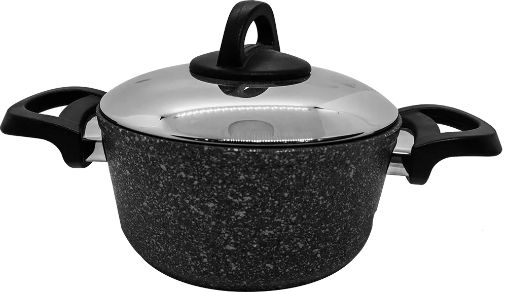 حلة طهي جرانيت كوكين من عبود بغطاء استانلس، مقاس 18  ، رمادي