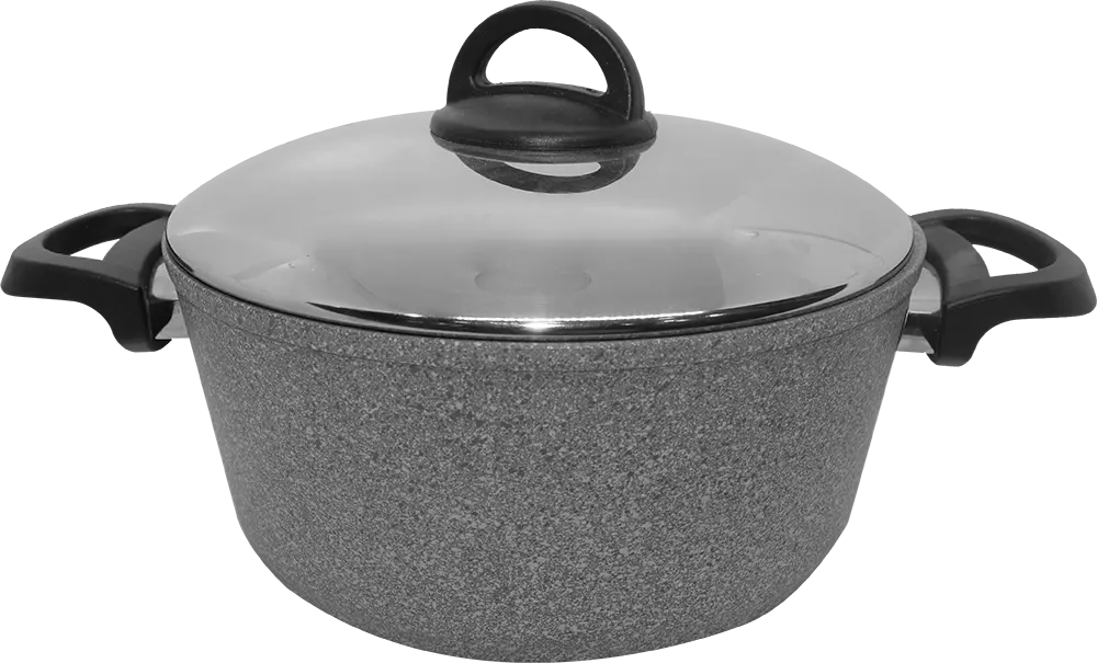 حلة جرانيت عبود من كوكين عبود بغطاء استانلس، مقاس 24، رمادي