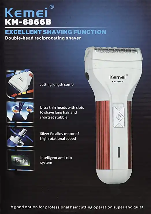 Kemei Electric Shaver for Men, Dry Use, White, KM-8866B