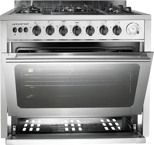 Universal Professional Cooker, 60 x 90 cm, 5 Burners, Full Safety, Stainless, PR 6905