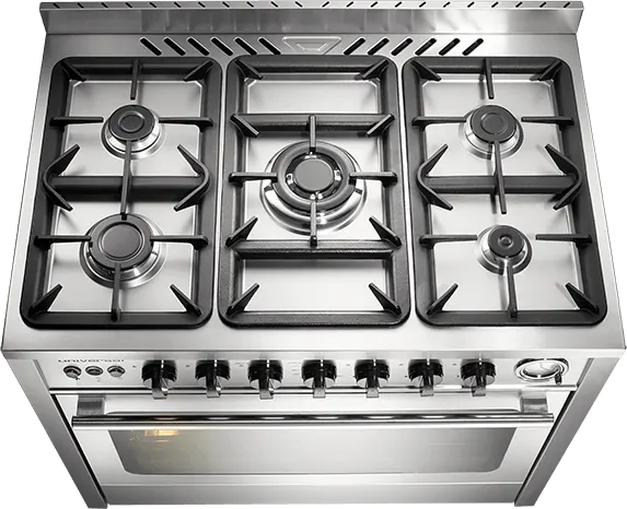 Universal Professional Cooker, 60 x 90 cm, 5 Burners, Full Safety, Stainless, PR 6905