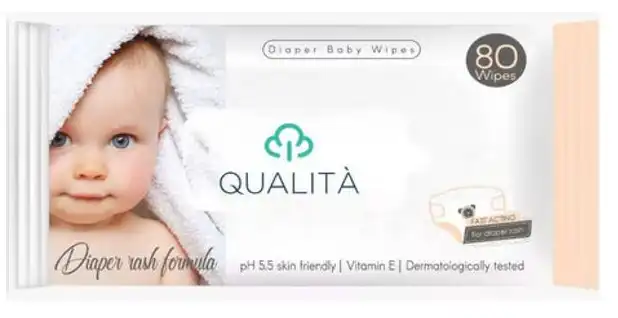 QUALITA Baby Diaper Wipes, 80 Wipes