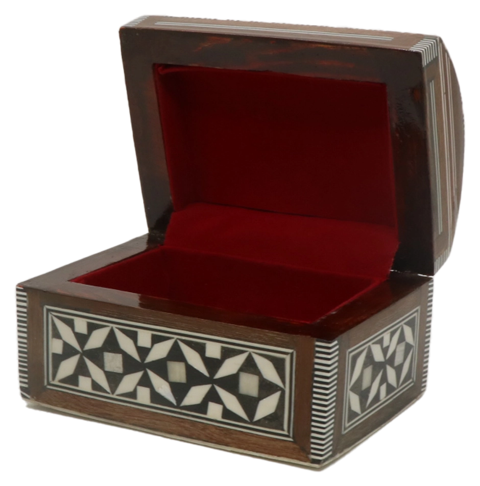 Coffin shaped shell box 7 cm - decorated brown
