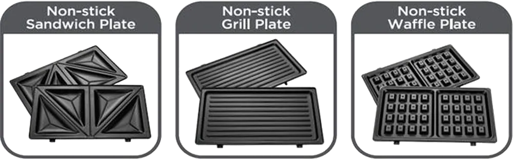 Black & Decker Sandwich and Waffle Maker, 3 Slices, 780 Watt, Black, TS2130