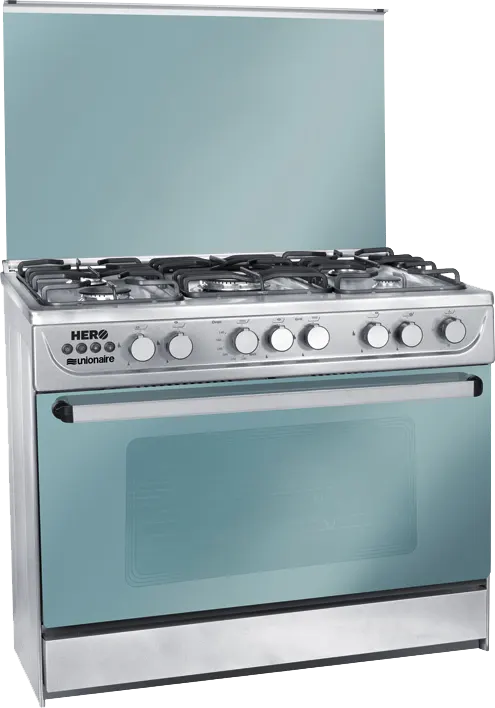 Unionaire Hero Cooker , 90 x 60 cm, 5 Burners, Full Safety,silver, C69SS-F2C-447-FSO-HERO-2W