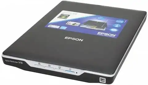 Epson flatbed photo and document scanner, wired, black, V19