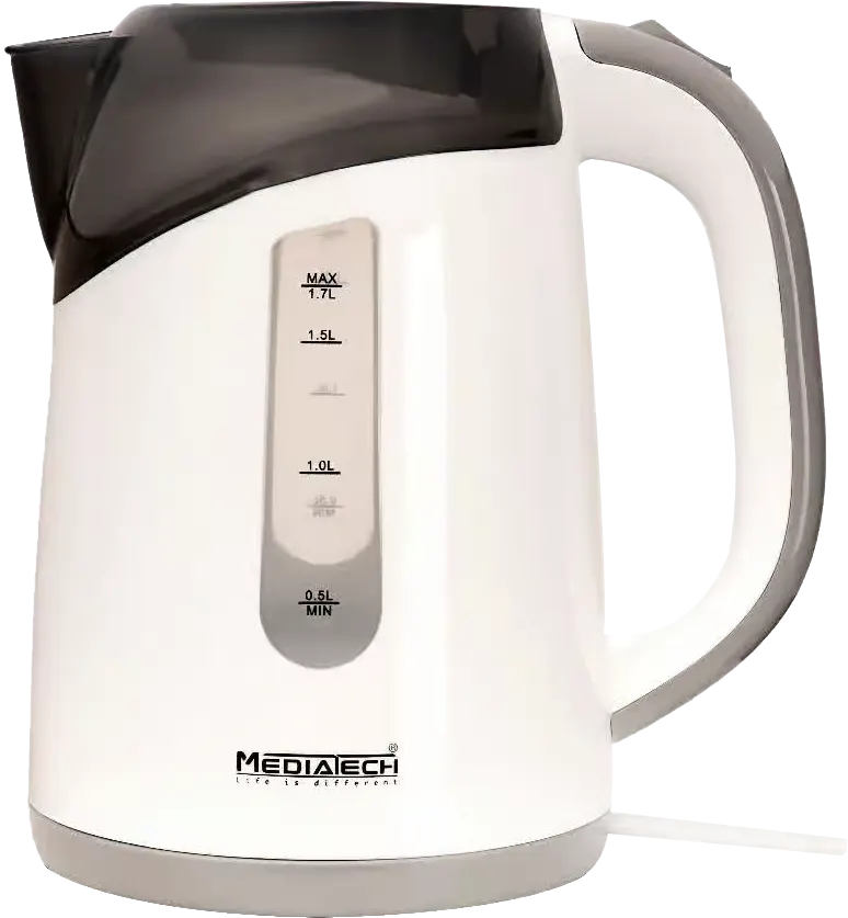MediaTech Electric Plastic Kettle, 1.7 Liter, 2200 Watt, White, MT-K500