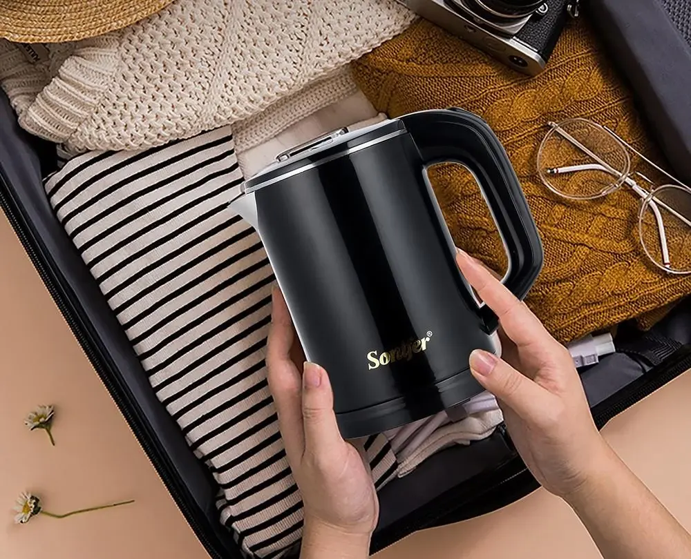 Sonifer Electric Water Kettle, 0.5 Liter, 600 Watt, Inner Stainless Steel, Black SF-2058