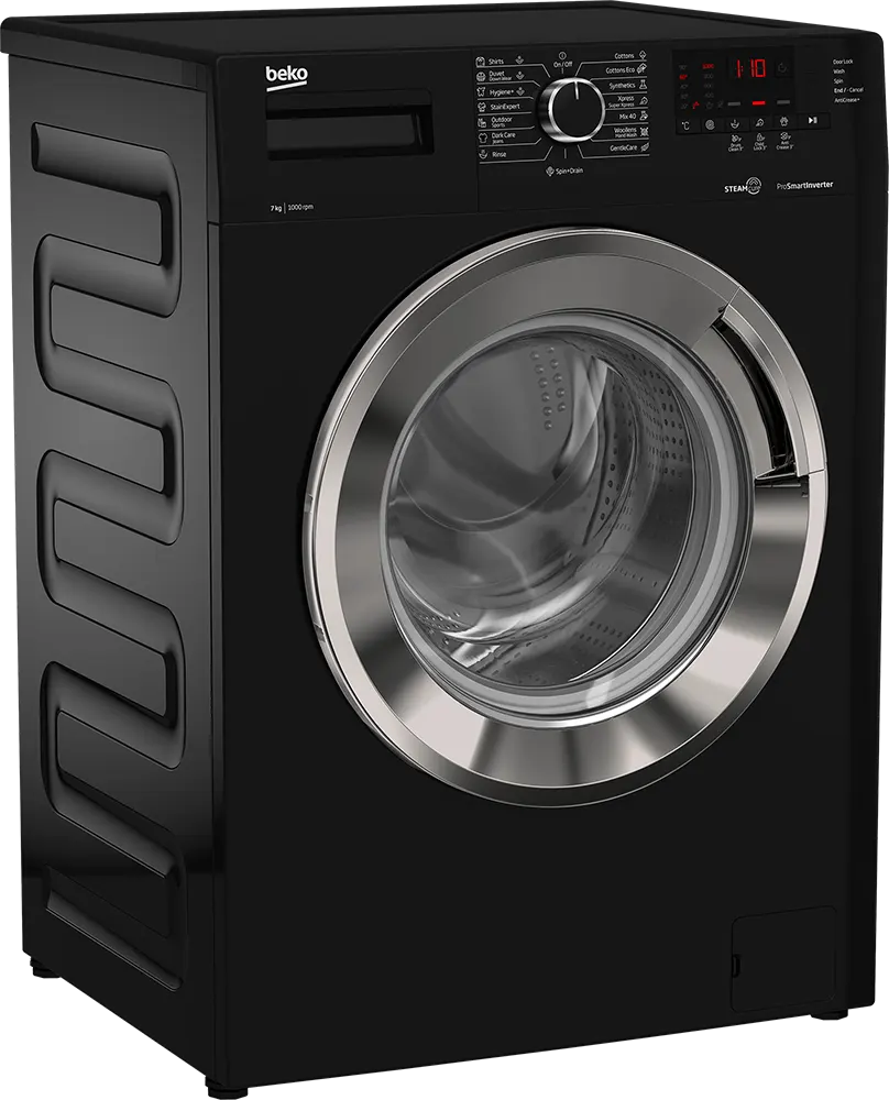 Full Automatic Washing Machine Beko Front Loading , 7 KG, Inverter, Steam, Black, WTV 7512 XBCI