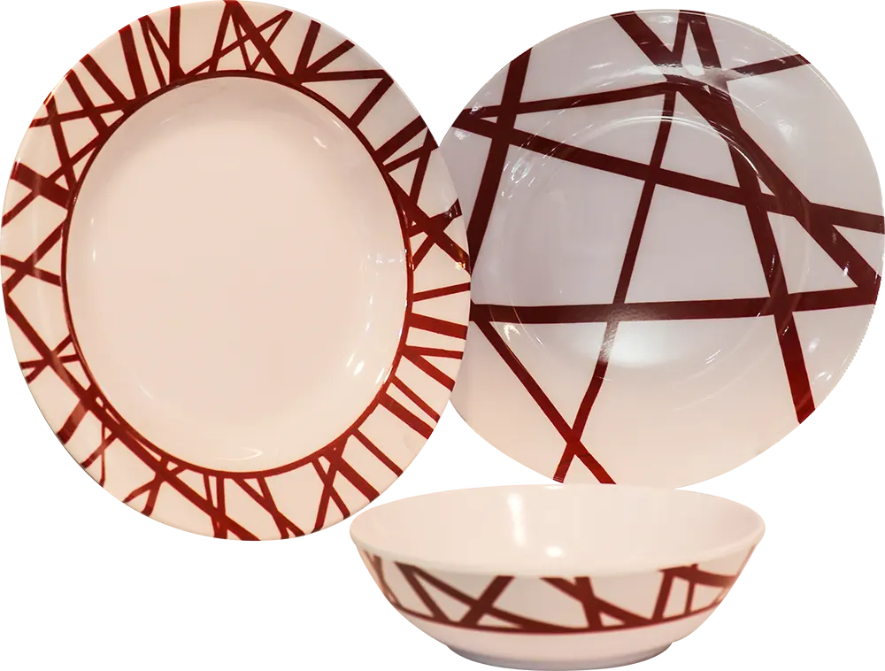 طقم ميلامين بونجور، 40 قطعة، أبيضxبني