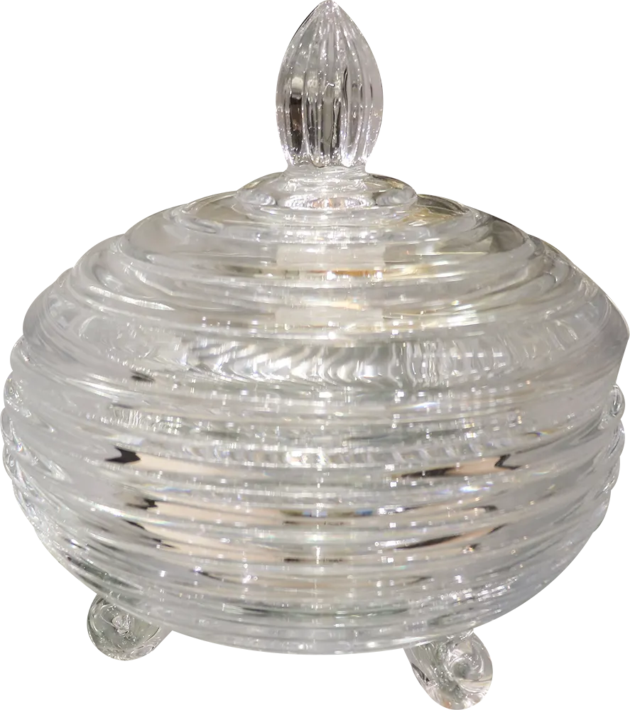 Oval Glass Bonboniere With Glass Lid - Clear