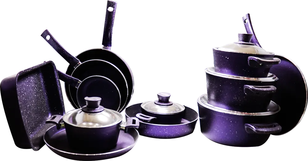 طقم أواني طهي جرانيت جلوري  متعدد الاستخدامات ، 17 قطعة ،بنفسجي