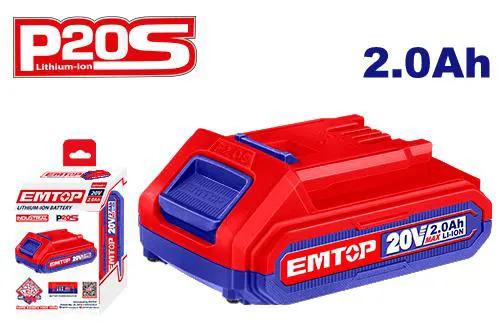 Emtop Drill Battery, 20V, 2Ah, EBPK20011