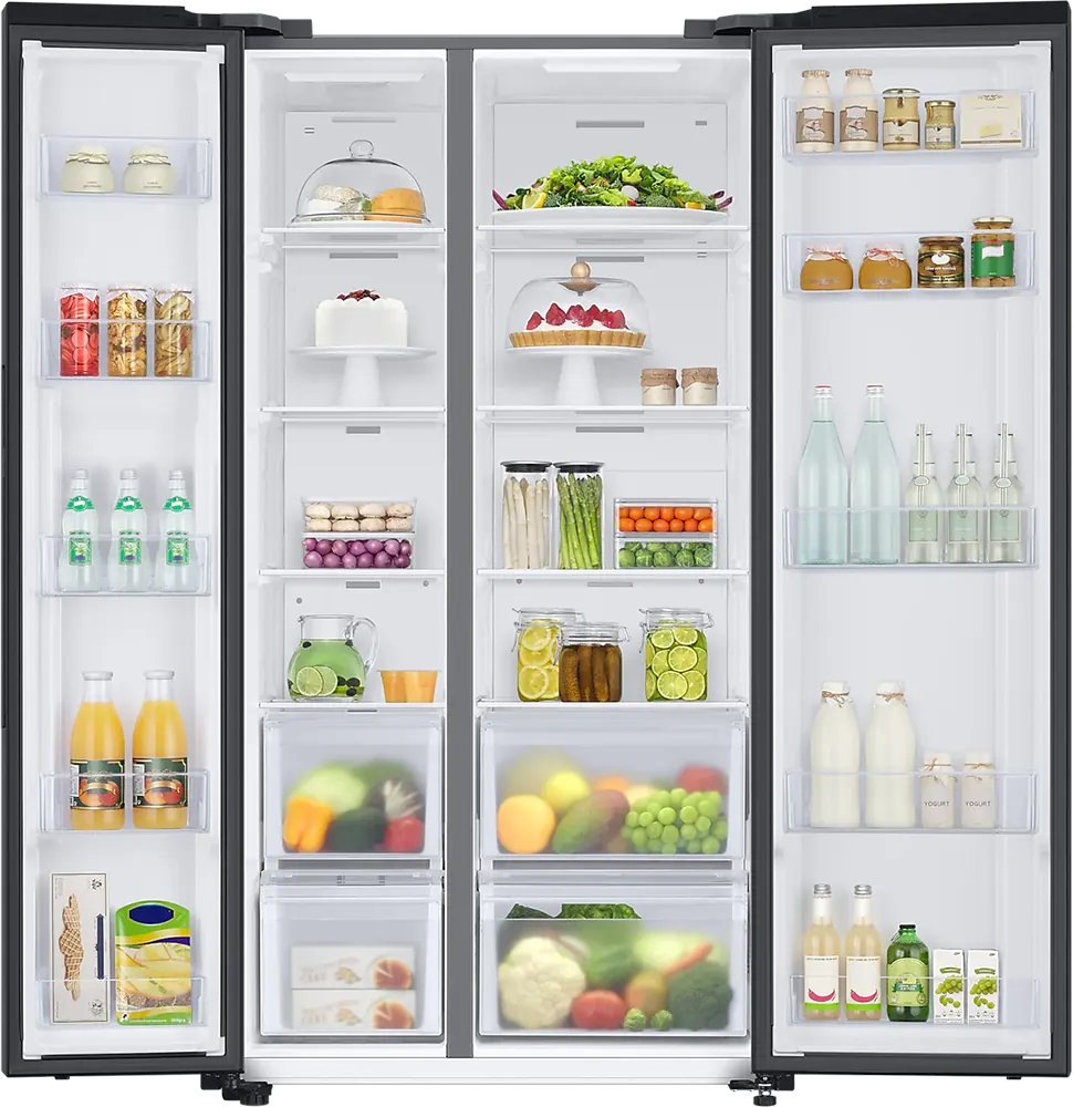 Samsung Side by Side Refrigerator, No Frost, 634 Liters, Inverter, 2 Doors, Black, RS66A8100B1-MR