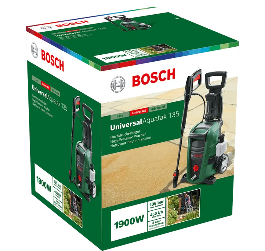 Bosch Universal Aquatak 135 High Pressure Washer, 135 Bar, 1900 Watt, Green