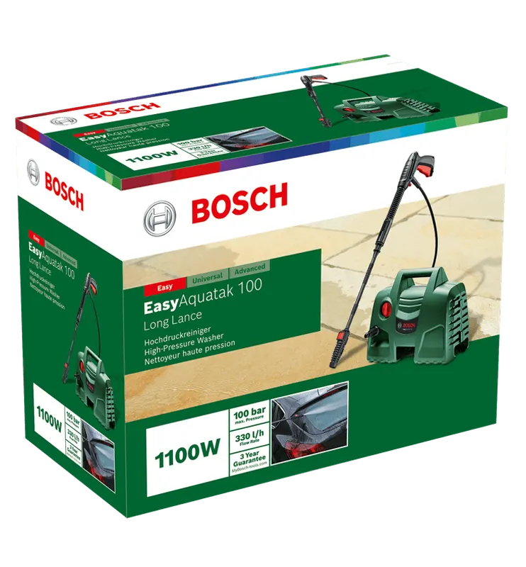 Bosch Easy Aquatak 100 High Pressure Washer, 100 Bar, 1100 Watt, Green