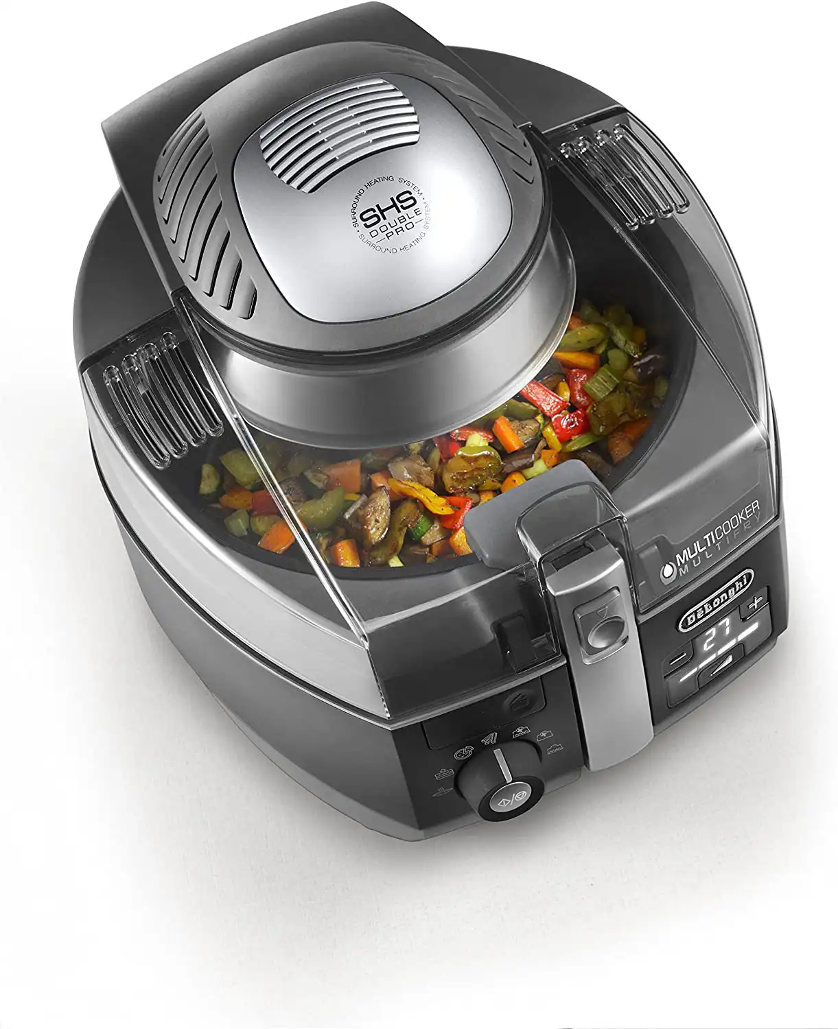 DeLonghi Multifry Air Fryer without oil, 2200 Watt, 1.7 Liter, Digital Display, Black, FH1394-2, Raya Warranty