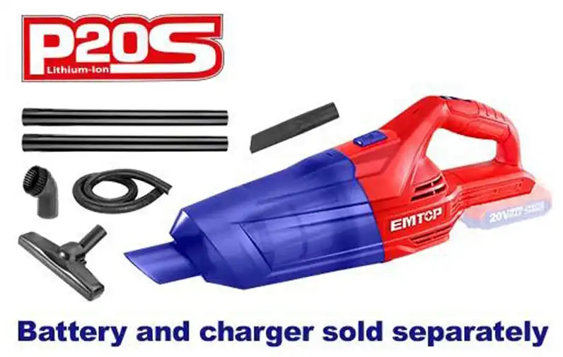 Emtop Cordless Car Vacuum Cleaner, 20 Volt, Red x Blue, ELVC2003