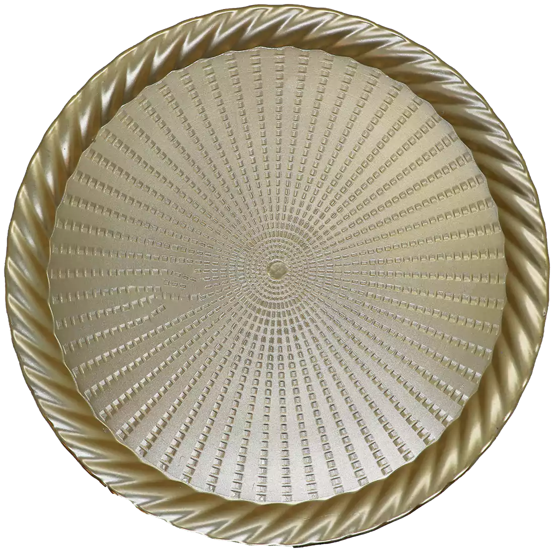 صينية دائرية للديكور معرجة تركي من البلاستيك ، متعددة الاستخدامات ،ذهبي