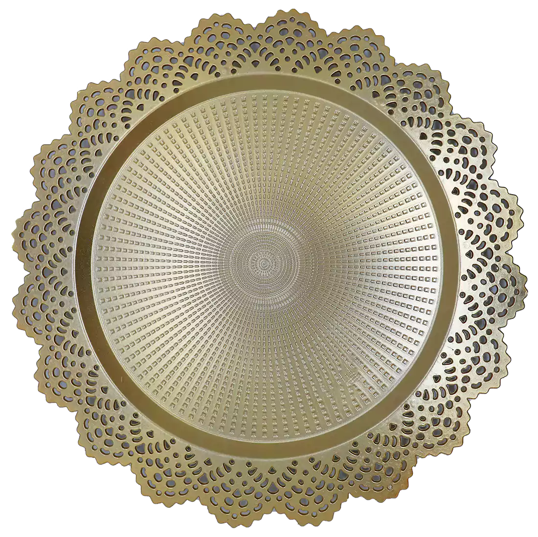 صينية عشاء مدورة منقوش مقاس 38،ذهبي