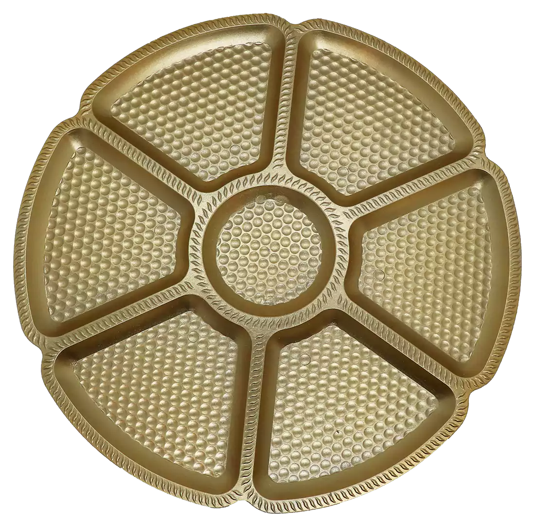 صينية تسالي مزخرفة من البلاستيك مقاس 26  ،ذهبي