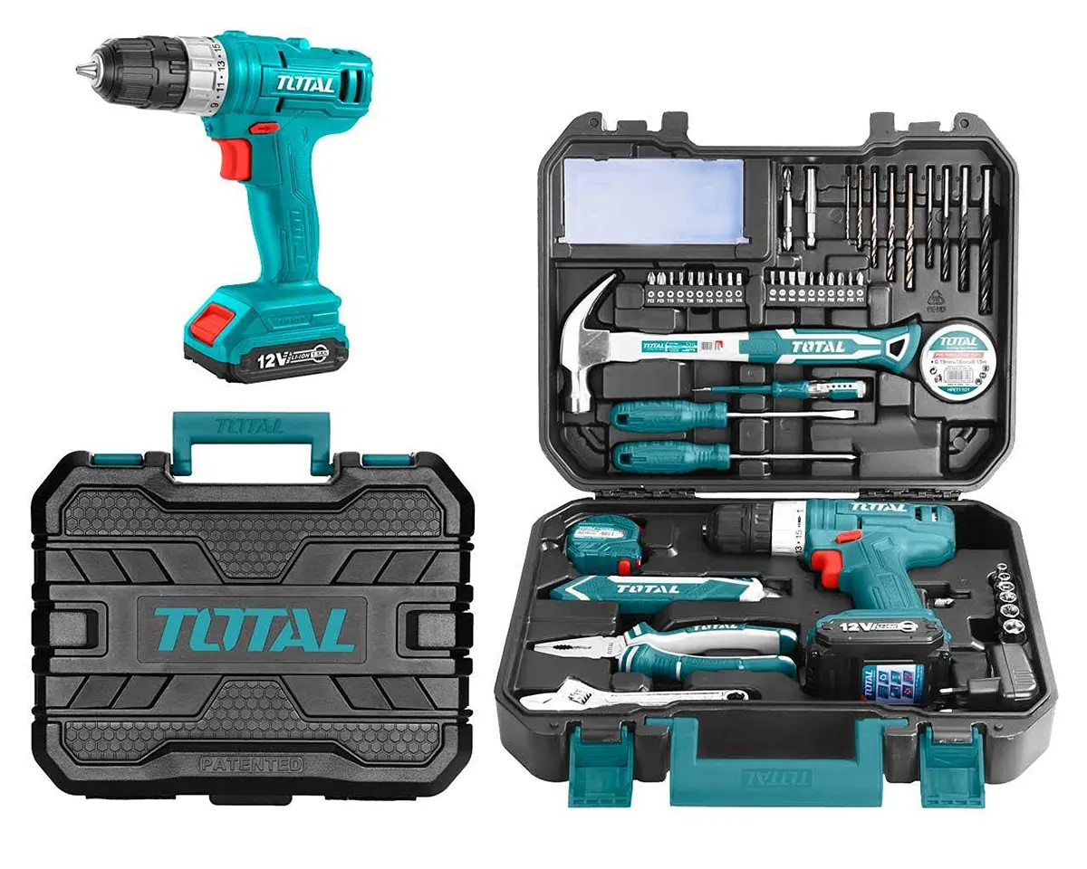 Total Tools Set, 128 Pieces + Drill 12 Volt, THP11282A