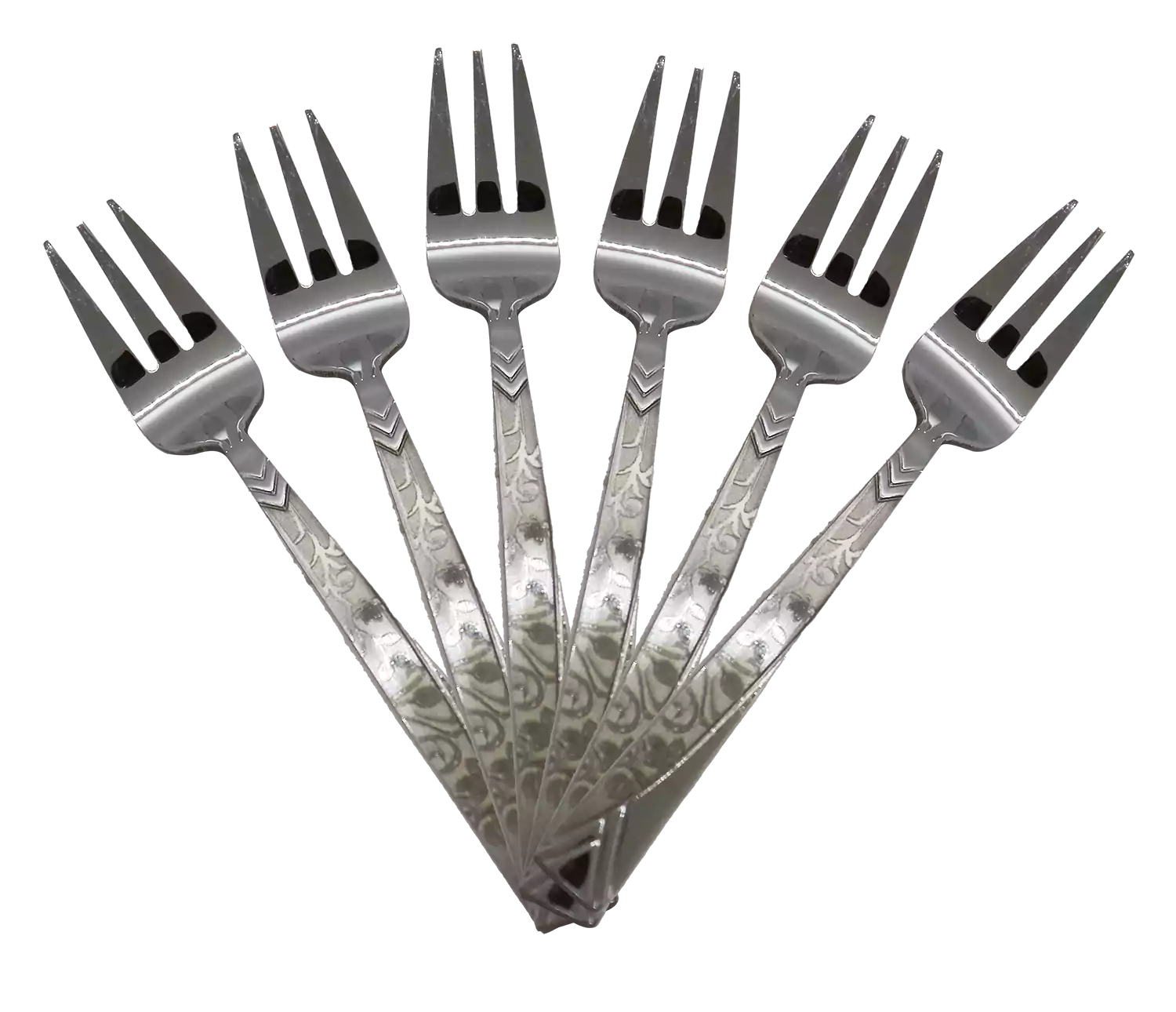 طقم شوك أستانلس 6 قطع صغير للحلويات ،فضي