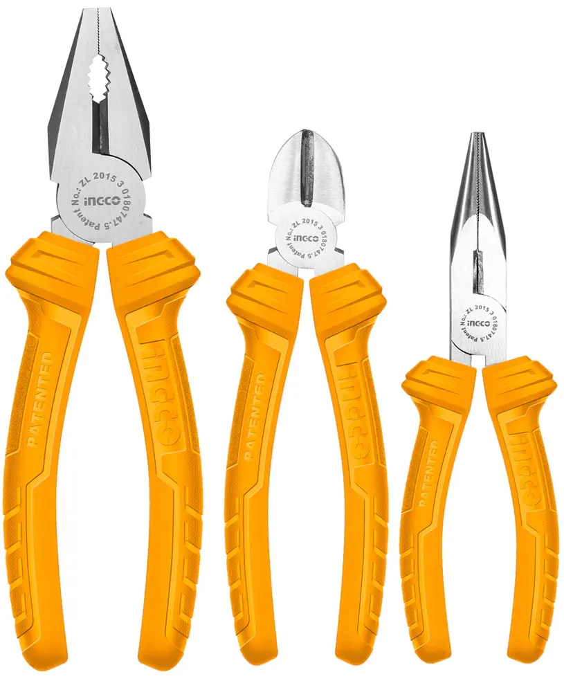 INGCO Pliers Set, 8 Inch, 3 Pieces, HKPS08311