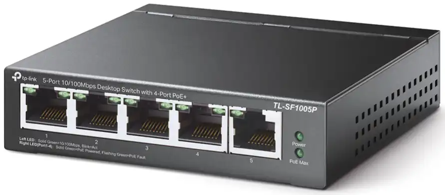 TP-Link Desktop- POE Switch, 5 Gigabit Ports, Black, TL-SF1005P