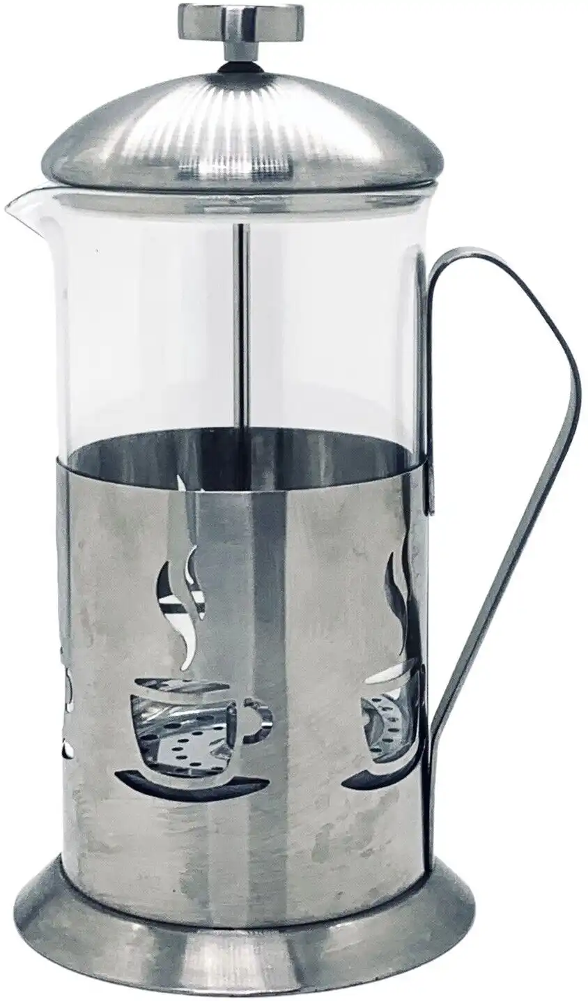 ماكينة تحضير القهوة الفرنسية ، زجاج وأستانلس مقاوم للصدأ،800 مللي،فضي