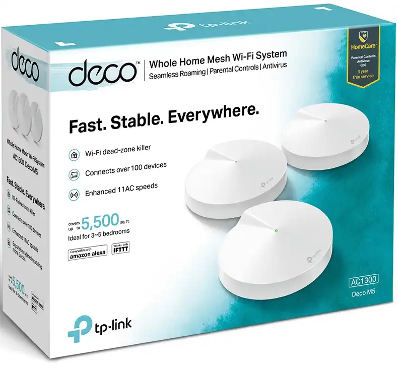 TP-Link Deco M5 Whole Home Wi-Fi System, White, AC1300
