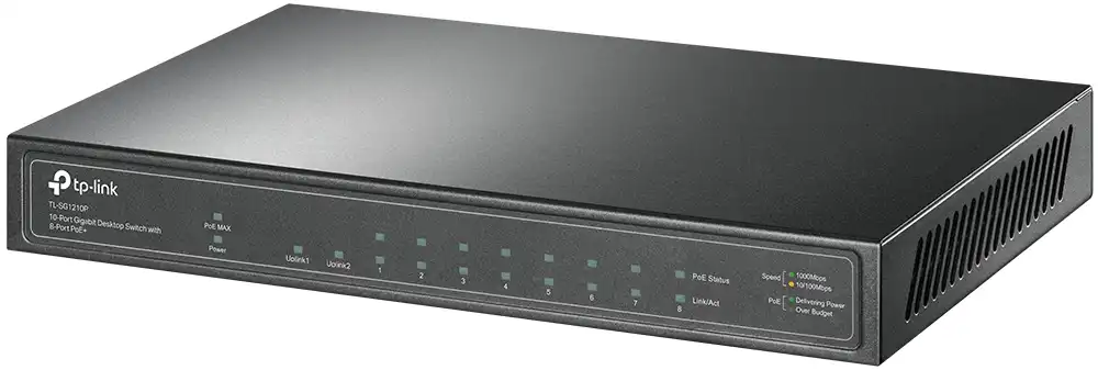 TP-Link Desktop- POE Switch, 10 Gigabit, Black, TL-SG1210P