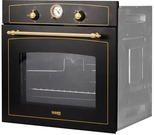 Hans Classic Built-in Oven 60 cm, 67 L, Gas, Fan, Black, OGO204-11